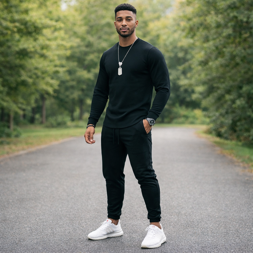 Black / 5XL / Full Outfit (pants + sweater)