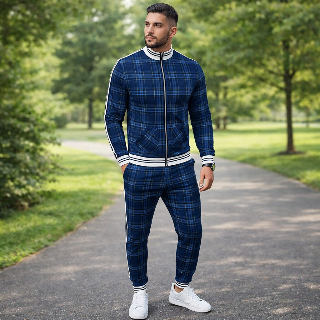 Men's Tracksuit - Slim Fit - Zip Jacket - Stripes