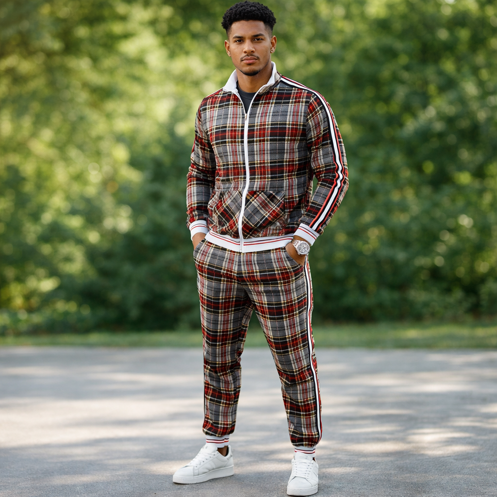 Men's Tracksuit - Slim Fit - Zip Jacket - Stripes