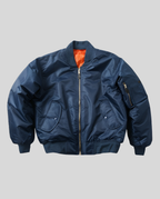 Women's bomber jacket hip length with ribbed trim and front zip, casual