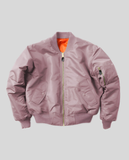 Women's bomber jacket hip length with ribbed trim and front zip, casual