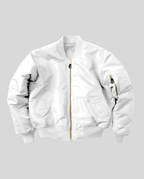 Women's bomber jacket hip length with ribbed trim and front zip, casual