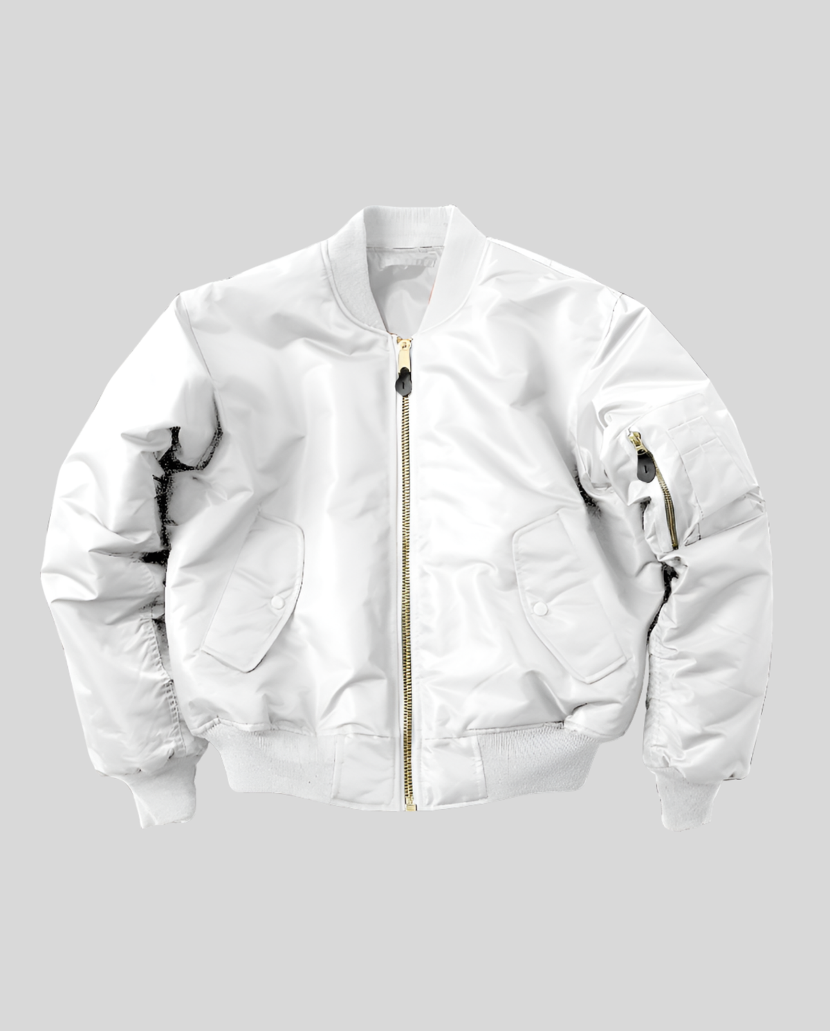 Women's bomber jacket hip length with ribbed trim and front zip, casual