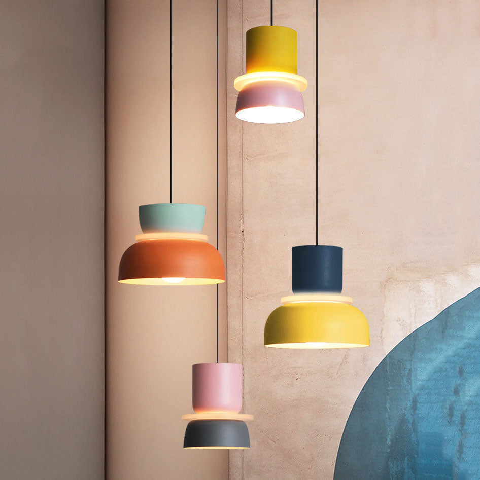 Nordic dome pendant light dual-tone zinc alloy LED 1-light ceiling fixture