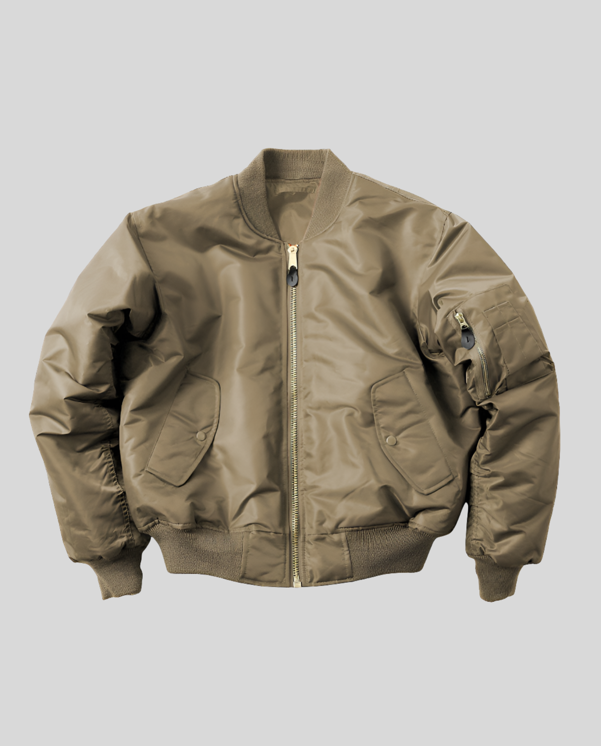 Women's bomber jacket hip length with ribbed trim and front zip, casual