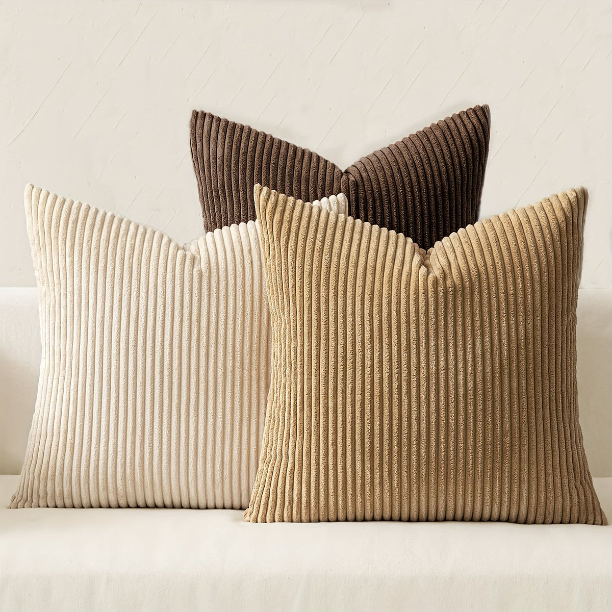 Bohemian rib stripe cushion cover soft woven polyester with zip closure