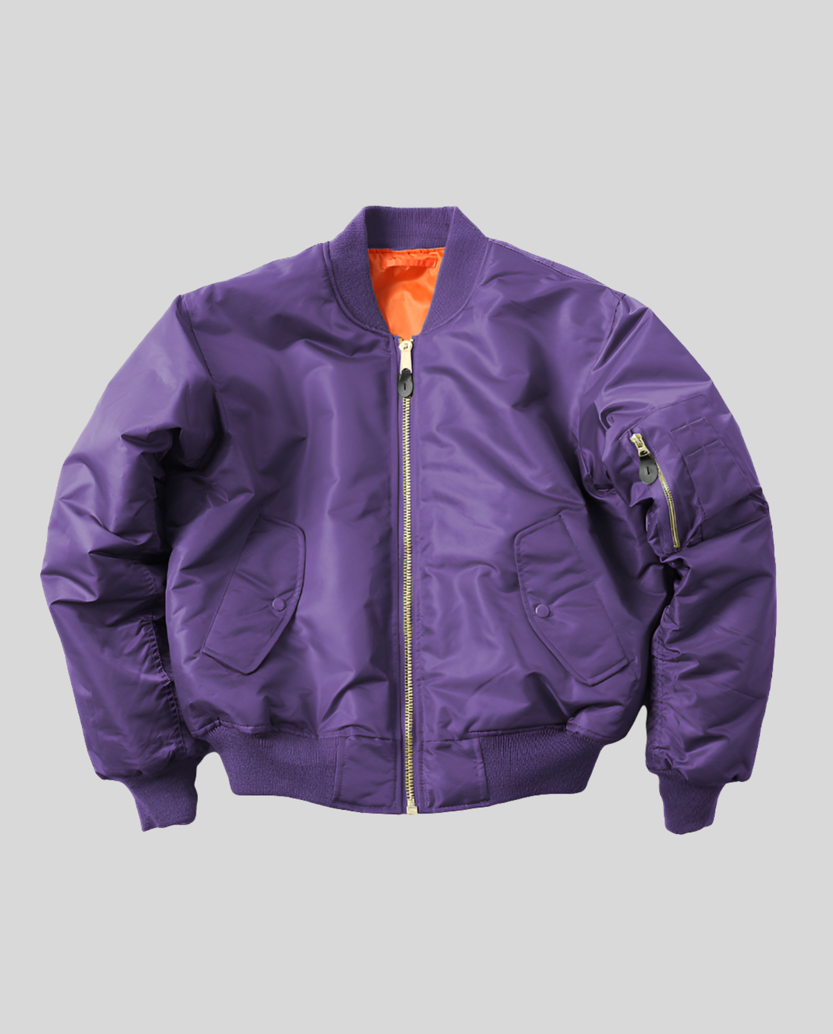 Women's bomber jacket hip length with ribbed trim and front zip, casual