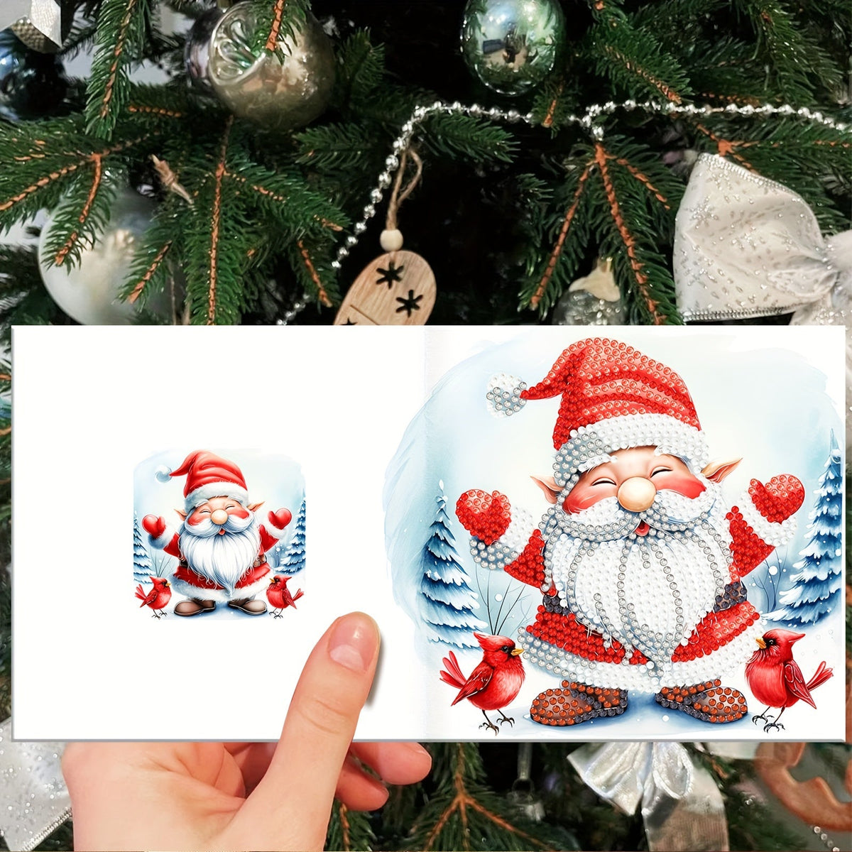 Diamond painting Christmas cards DIY set, 12 pieces, Santa Claus theme