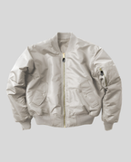 Women's bomber jacket hip length with ribbed trim and front zip, casual