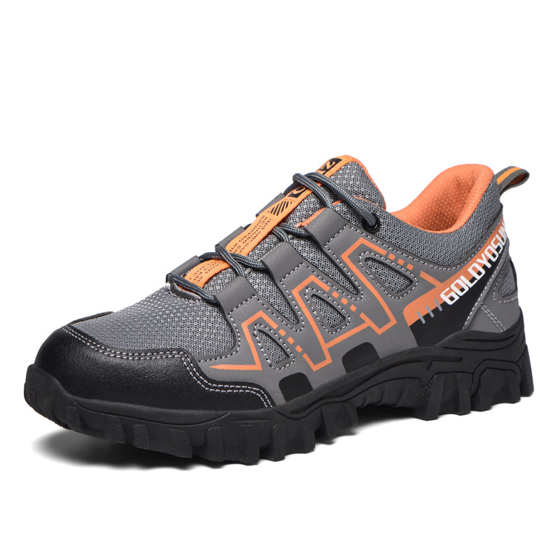 Safety shoes with steel toe cap, anti-slip puncture-resistant sole, breathable mesh upper