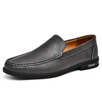 Men leather loafers slip on moccasins with cushioned insole and rubber outsole