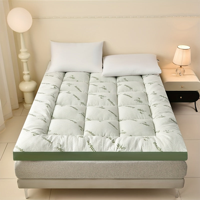 Mattress topper king size bamboo cooling quilted with back support