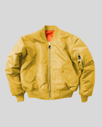 Women's bomber jacket hip length with ribbed trim and front zip, casual