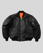 Women's bomber jacket hip length with ribbed trim and front zip, casual