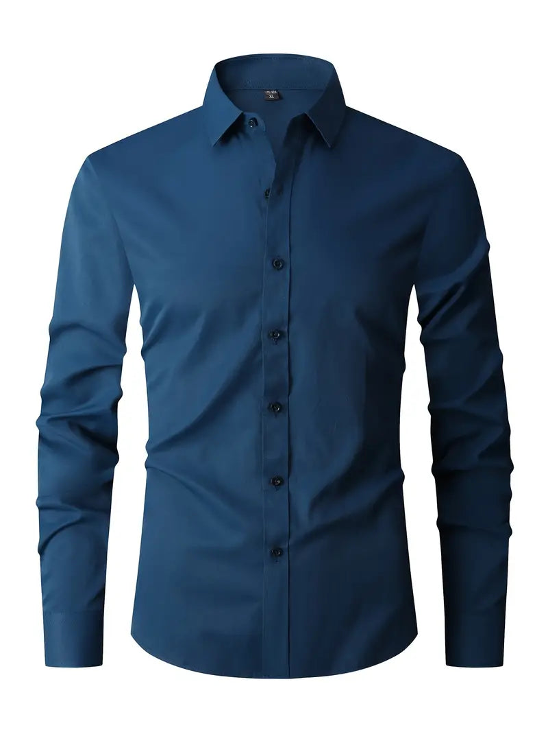 Men slim fit button up shirt classic collar available in multiple colors