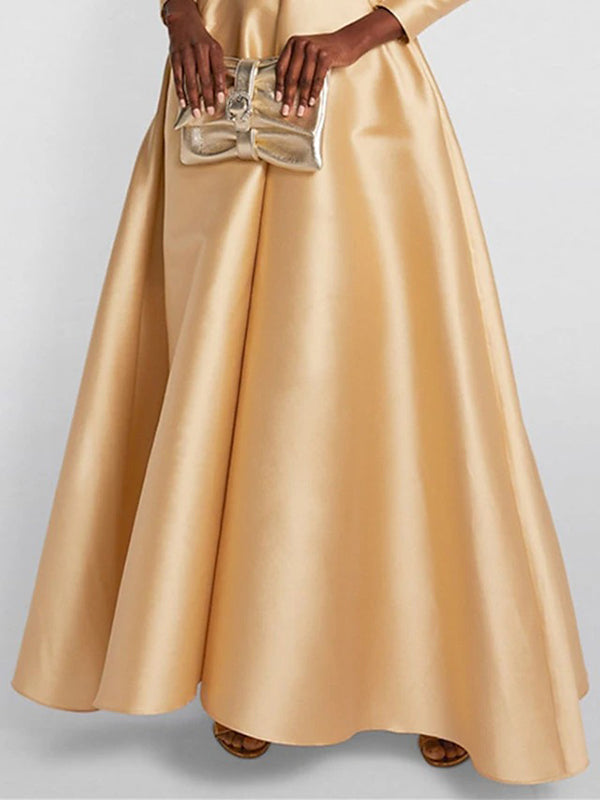 Women's A-line high waist V-neck long sleeve pleated maxi dress in multiple colours