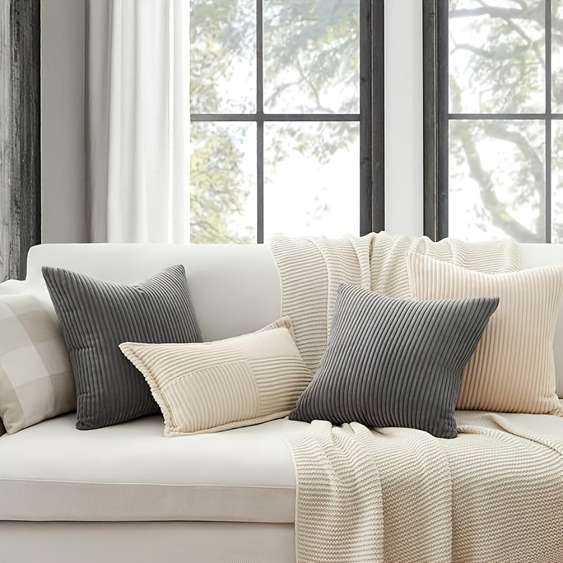 Bohemian rib stripe cushion cover soft woven polyester with zip closure