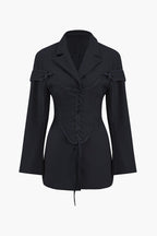 Women's blazer and corset two-piece set with lace-up detail, tailored silhouette