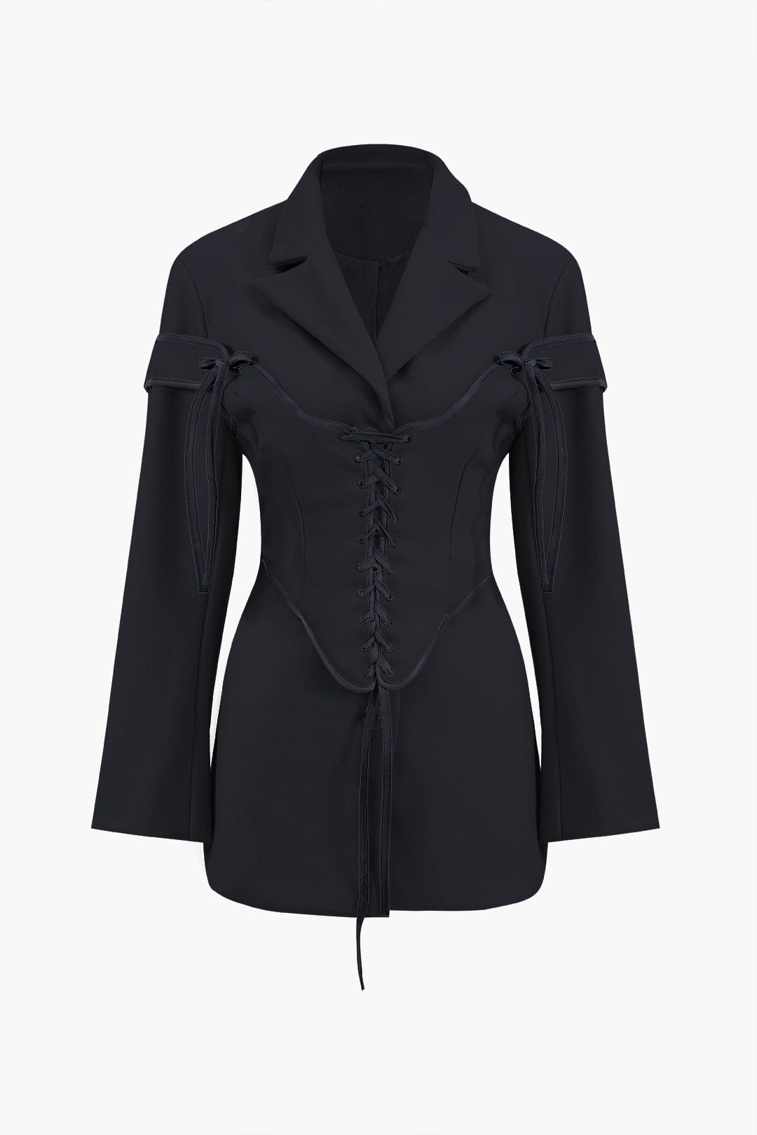 Women's blazer and corset two-piece set with lace-up detail, tailored silhouette