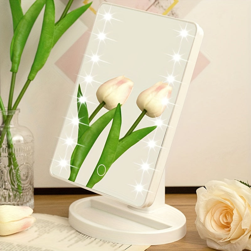 LED makeup mirror with 16 LEDs, touch control and adjustable brightness, USB powered