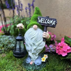Solar garden gnomes outdoor decor warm white glow weather-resistant resin