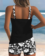 Women Tankini Set Sleeveless Top Printed Shorts | Linnea