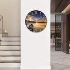12-inch round silent wall clock with glass frame and modern nautical design