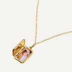 Photo locket necklace with birthstone detail gold and silver finish
