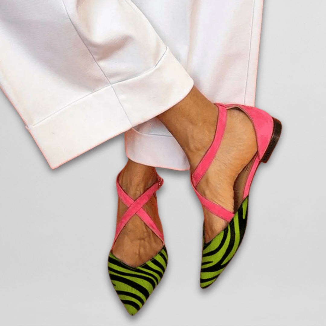 Women strappy ballet flats with crisscross strap detail in multiple colors