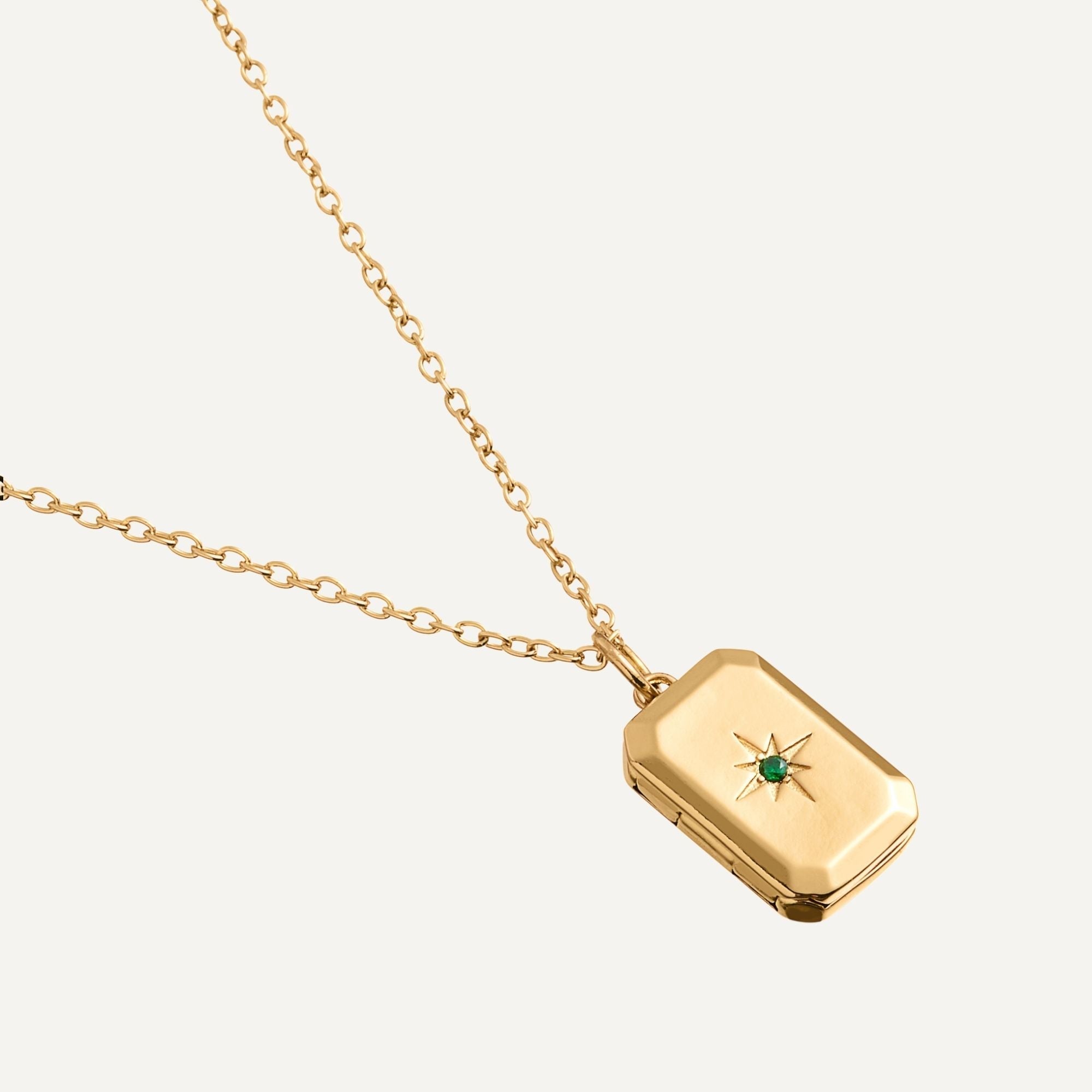 Photo locket necklace with birthstone detail gold and silver finish