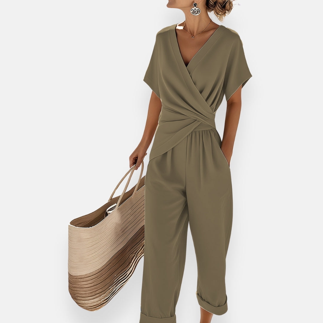 Women 2 piece wide leg pants set with draped bow top, relaxed fit