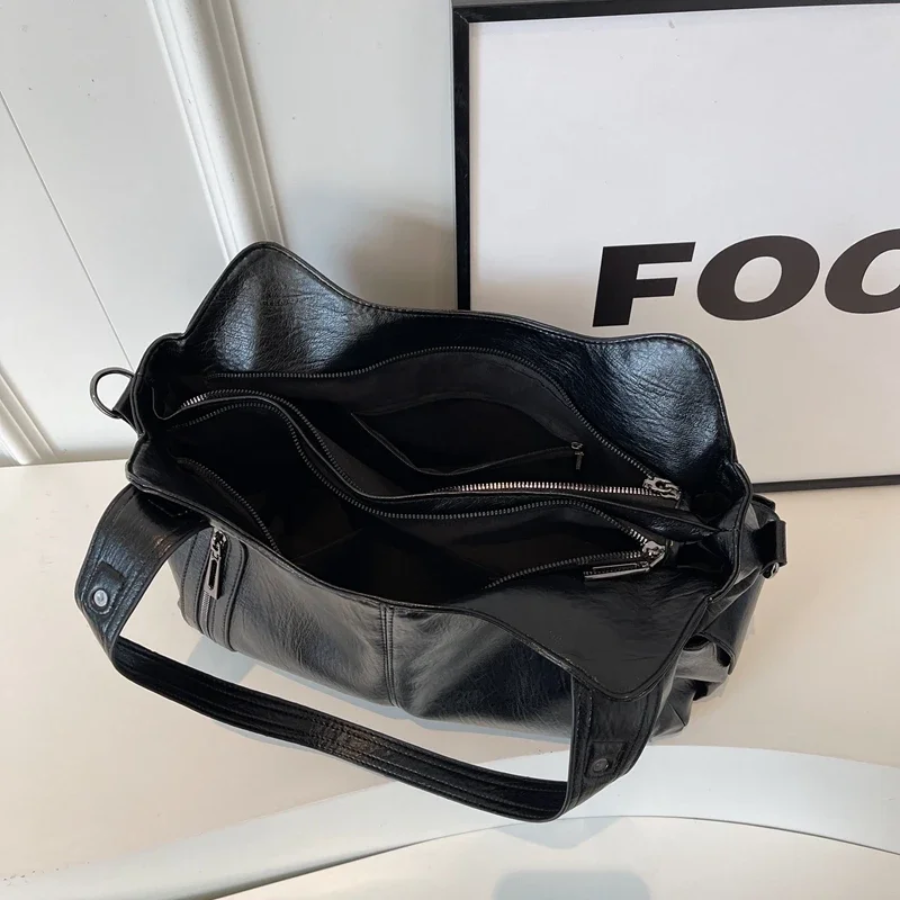 Women's vegan leather shoulder bag crossbody, multiple pockets everyday handbag