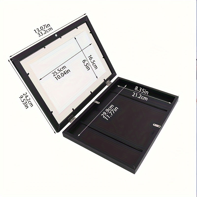 A4 wooden wall mount magnetic photo frames set of 2, black, modern minimalist design