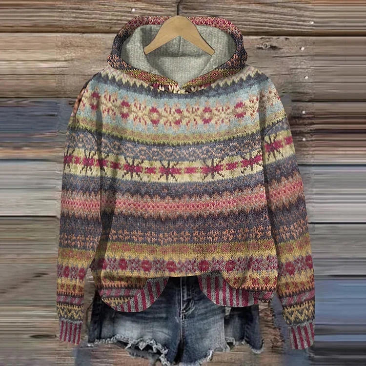 Women cotton blend casual hoodie with ribbed cuffs relaxed fit