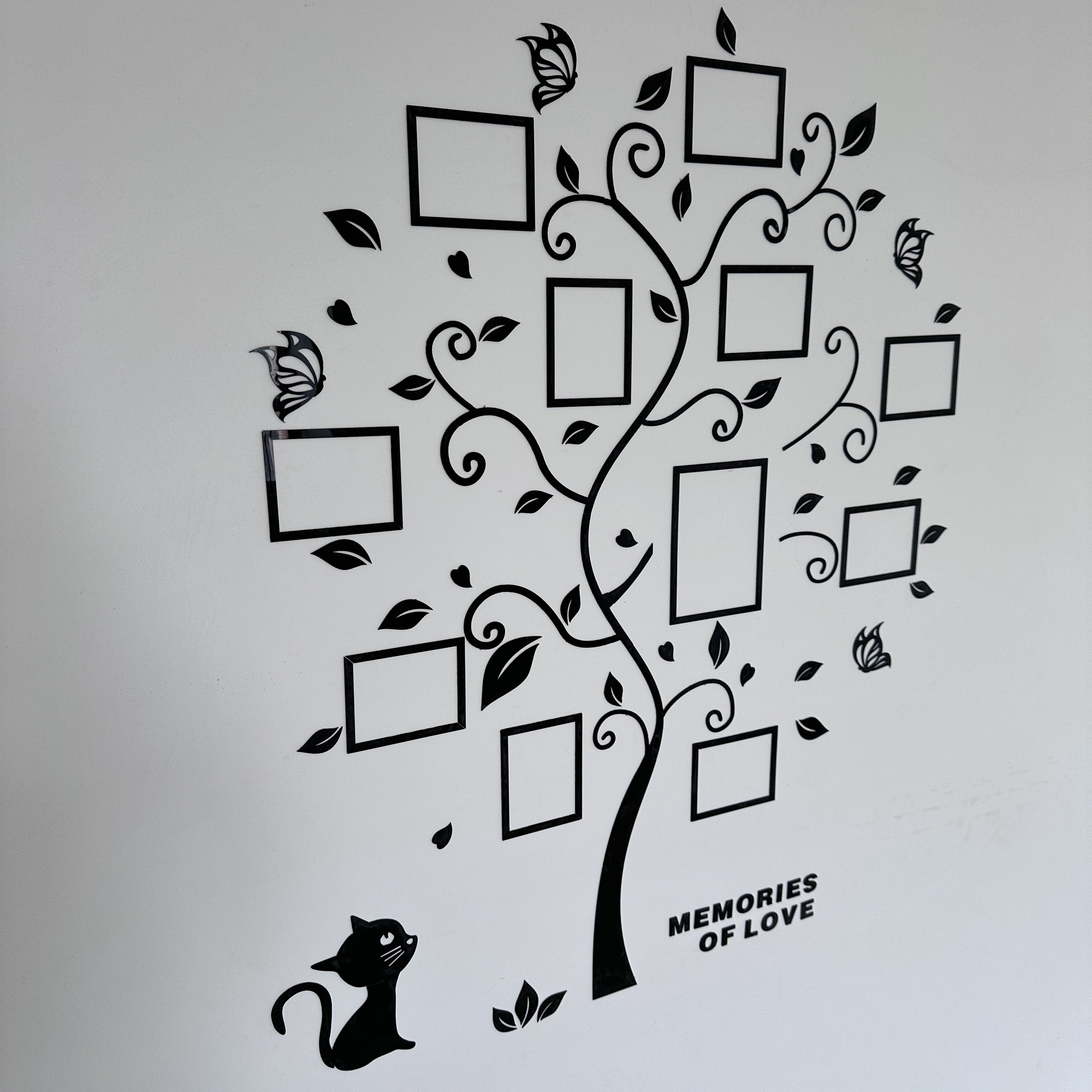 3D acrylic photo tree wall decor, self-adhesive family photo frame display