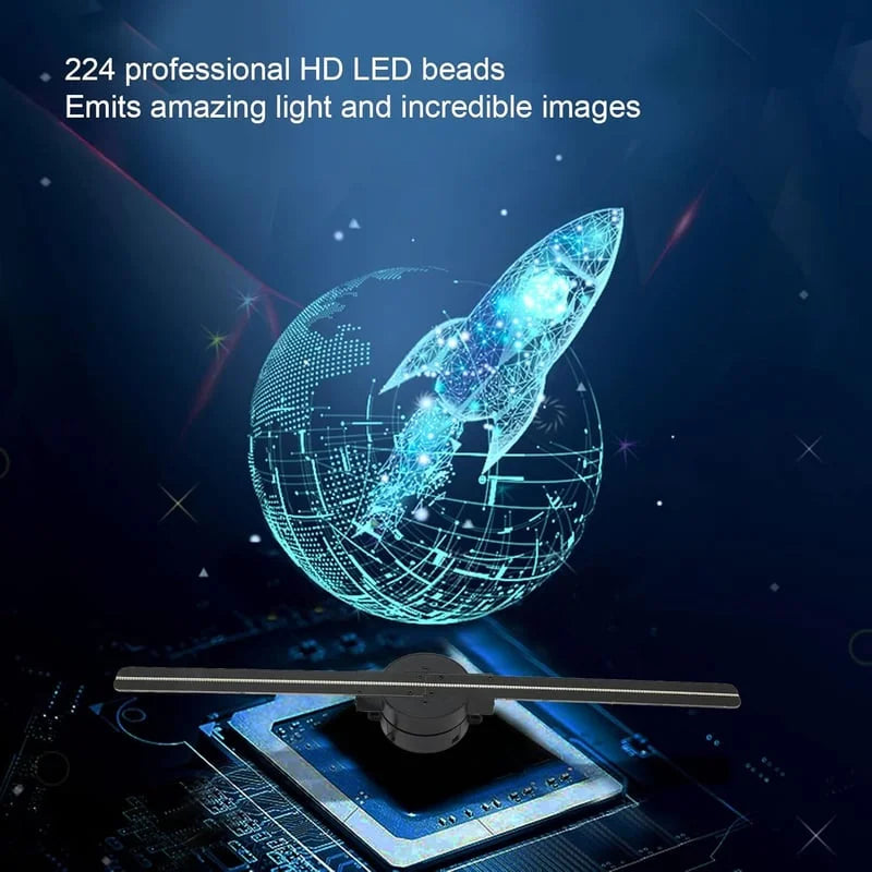 3D Hologram LED Fan Projector with adjustable brightness and multi-sync display