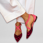 Women strappy ballet flats with crisscross strap detail in multiple colors