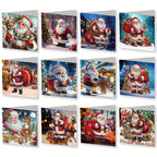 Diamond painting Christmas cards Santa Claus 12pcs colorful kit