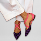 Women strappy ballet flats with crisscross strap detail in multiple colors