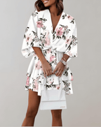 Women's midi dress with batwing sleeves and V-neckline, spring summer