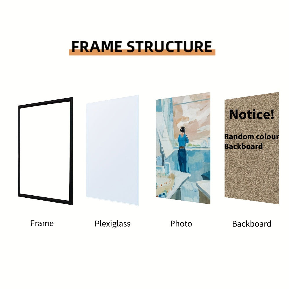Black rectangular photo frame for wall and table display, classic design