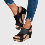 Orthopedic sandals for women with cushioned insole and adjustable buckle wedge