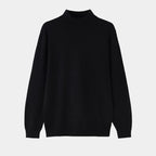 Men cotton half turtleneck sweater slim fit in black white and grey