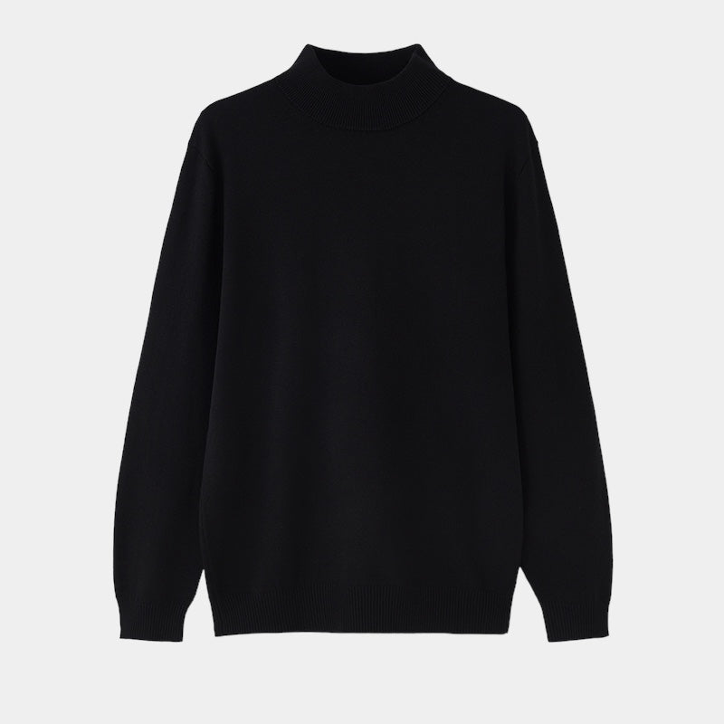 Men cotton half turtleneck sweater slim fit in black white and grey
