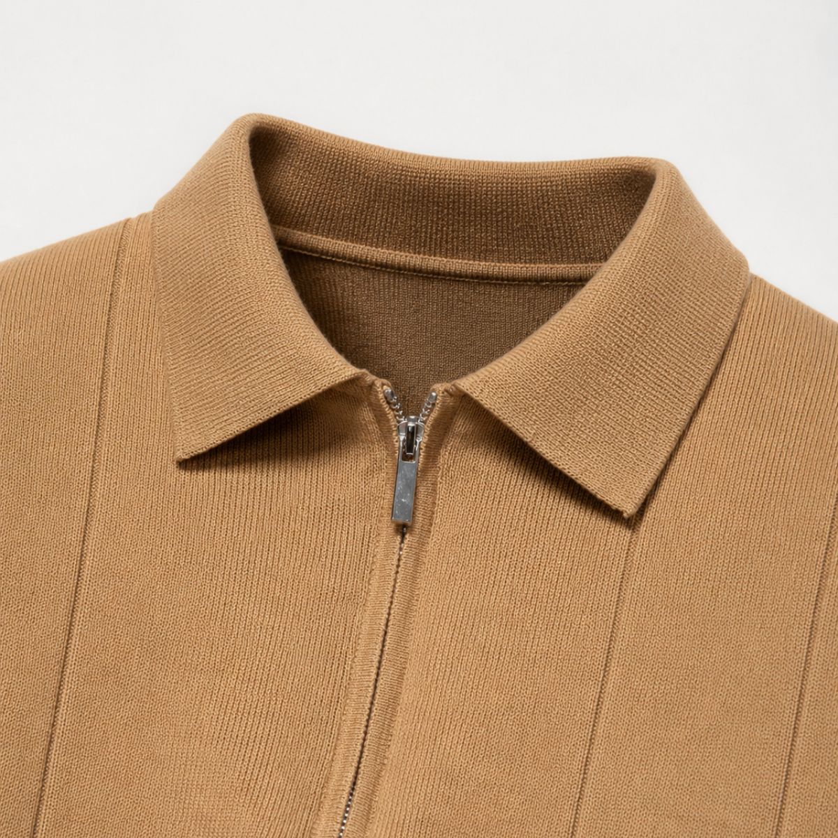 Men knit polo shirt short zip classic collar regular fit