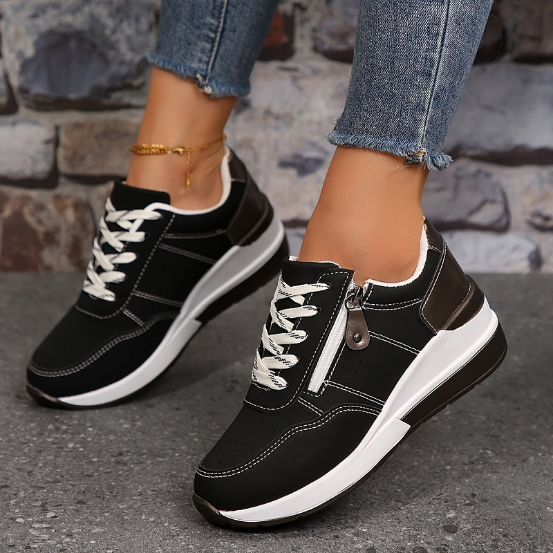 Orthopedic sneakers with height boosting cushioned sole and arch support