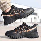 Safety shoes with steel toe cap, anti-slip puncture-resistant sole, breathable mesh upper