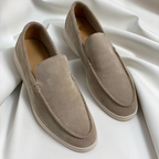 Men's vintage PU leather slip-on loafers in black, brown and navy