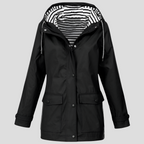 Women hooded water-resistant windproof jacket lightweight polyester