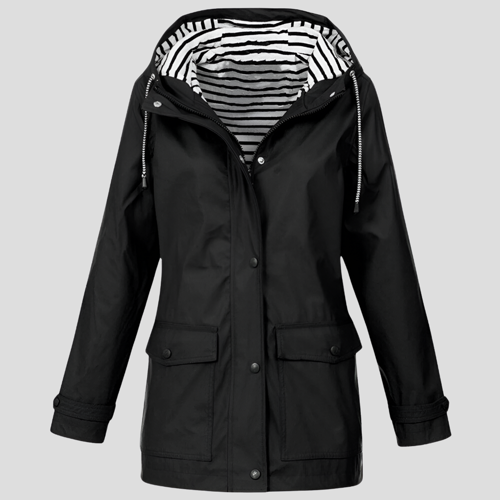 Women hooded water-resistant windproof jacket lightweight polyester